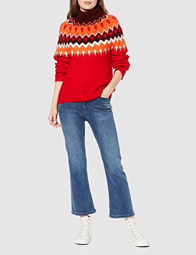 Marca Amazon - find. Statement Fairisle Jumper Suéter Mujer, Rojo (RED), 40, Label: M