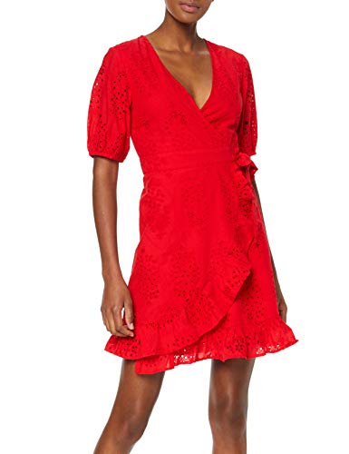 Marca Amazon - find. Vestido Corto Cruzado de Algodón Mujer, Rojo (Red), 46, Label: XXL