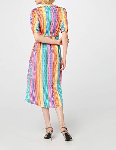 Marca Amazon - find. Vestido Midi Cruzado Mujer, Multicolor (Multicolour), 40, Label: M