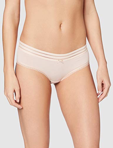 Marca Amazon - Iris & Lilly Braga Hipster de Algodón Mujer, Pack de 5, Multicolor (Rose Smoke/White), L, Label: L