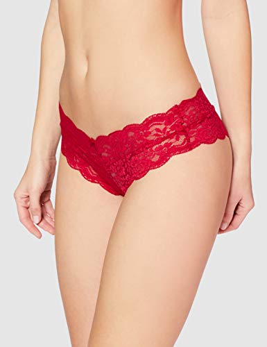 Marca Amazon - IRIS & LILLY Braga Hipster de Encaje Mujer, Pack de 3, Rojo (Scooter), XS, Label: XS