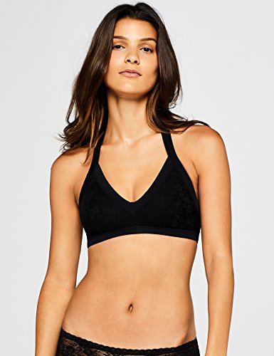 Marca Amazon - IRIS & LILLY Bralette de Encaje Mujer, Pack de 2, Multicolor (Black/white), S, Label: S