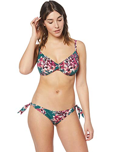 Marca Amazon - Iris & Lilly Parte de Arriba de Bikini DD+ Mujer, Multicolor (Tropical Flower Print), 100B, Label: 32G