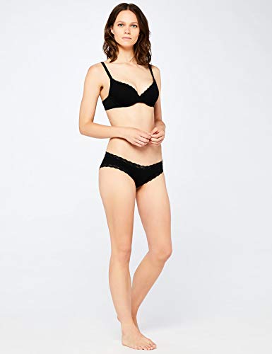 Marca Amazon - IRIS & LILLY Sujetador de Algodón Media Copa Mujer, Negro (Schwarz), 90A, Label: 34A