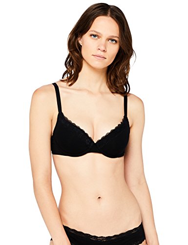 Marca Amazon - IRIS & LILLY Sujetador de Algodón Media Copa Mujer, Negro (Schwarz), 90A, Label: 34A