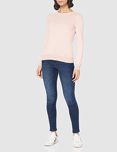 Marca Amazon - MERAKI Jersey de Algodón Mujer Cuello Redondo, Rosa (Pale Pink), 42, Label: L