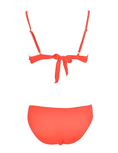 Marine - Bikini con Sujetador Halter de aro Continuo y Braga clásica, Textura Acanalada. (Rojo, 44)