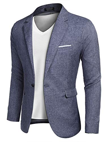 MAXMODA Blazer Hombre Slim Fit Chaqueta Blazer Casual Botón Azul Marino