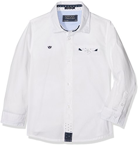 Mayoral 4135 Camisa m/l Detalles pañuelo Manga Larga, Blanco, 2 años para Niños