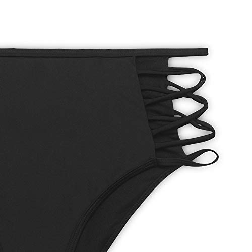 May&Snow La Braguita del Bikini Traje de Bikini de Talle Alto Atractivo para Mujer con Tiras y Bragas con diseño de Control de Barriga, Negro, L