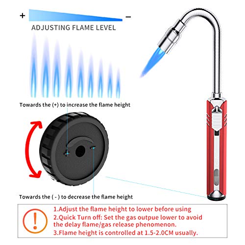 Mechero Soplete Encendedor Cocina Gas Largo 15CM Cuello Flexible 360º Recarga Gas Mechero Soplete Gas Butano para Cocina Vela Chimenea Camping Barbacoa Linternas Parrilla Fuegos Artificiales