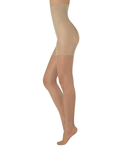 MEDIAS FINAS REDUCTORAS DE TALLE ALTO | PANTY CON COMPRESION MEDIA | NATURAL, NEGRO | 20 DEN | S, M, L, XL | CALCETERÍA ITALIANA | (XL, NATURAL)