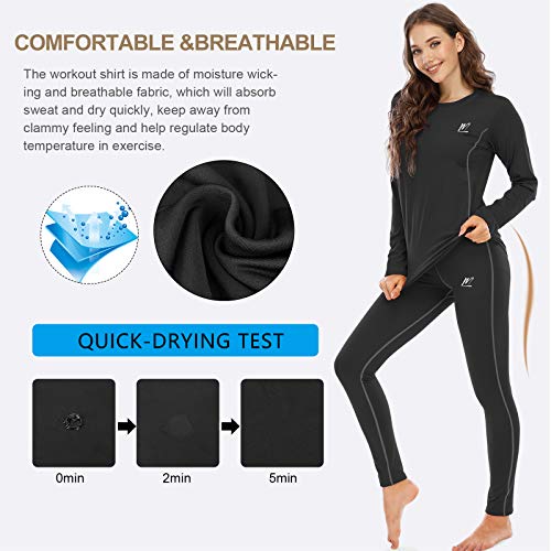 MeetHoo Conjunto Térmico Mujer Ropa Interior Termica Conjunto Camisetas Manga Larga + Pantalones Interiores Termicos Mujer Invierno Deporte para Esqui