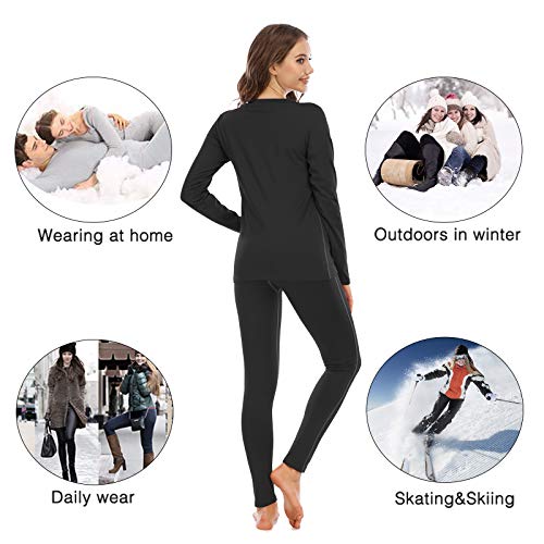 MeetHoo Conjunto Térmico Mujer Ropa Interior Termica Conjunto Camisetas Manga Larga + Pantalones Interiores Termicos Mujer Invierno Deporte para Esqui