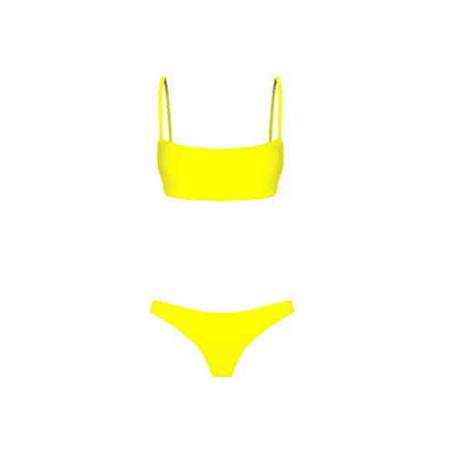 meioro Conjuntos de Bikinis para Mujer Push Up Bikini Traje de baño de Tanga de Cintura Baja Trajes de baño Adecuado Viajes Playa La Natacion (M, Amarillo)