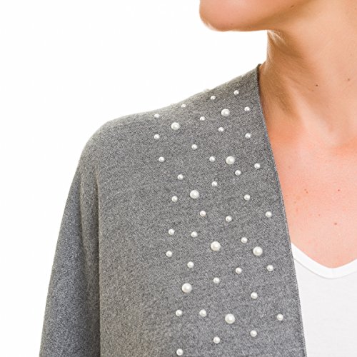 MELIFLUOS DESIGNED IN SPAIN - Poncho para mujer, ruana con parte delantera abierta, ideal para otoño e invierno - gris - Talla Única