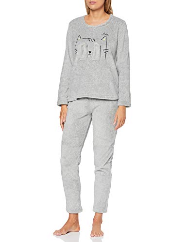 Melissa Brown AF.Awake.pyc Pijama, Gris (Gris Chin\U00e9 Gris Chin\U00e9), X-Large para Mujer