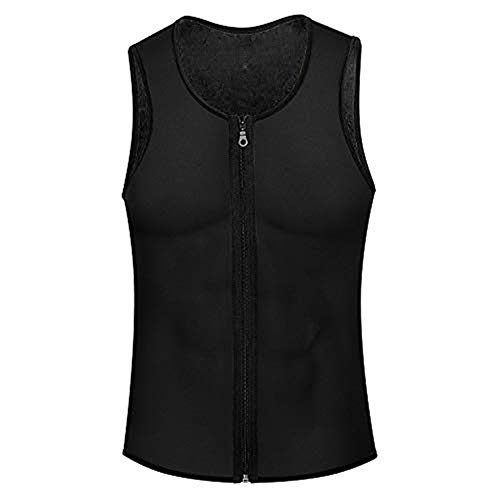 Memoryee Sauna para Hombre Sudor con Cremallera Chaleco para Perder Peso CORS¨¦ de Neopreno Caliente Entrenador en la Cintura Camisa para Adelgazar Entrenamiento/Negro/L