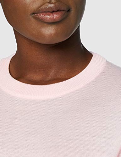 MERAKI Jersey con Cuello Redondo de Lana Merino Mujer, Rosa (Pale Pink), 42, Label: L