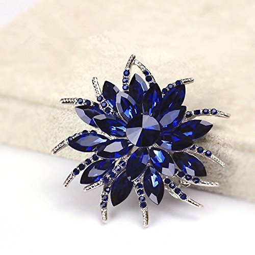 Merdia Pin De La Broche De La Flor Para Las Mujeres Novias Creó La Broche Cristalina Azul