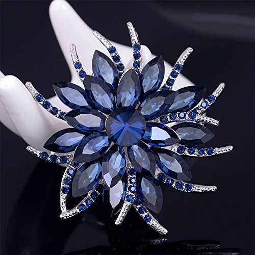 Merdia Pin De La Broche De La Flor Para Las Mujeres Novias Creó La Broche Cristalina Azul