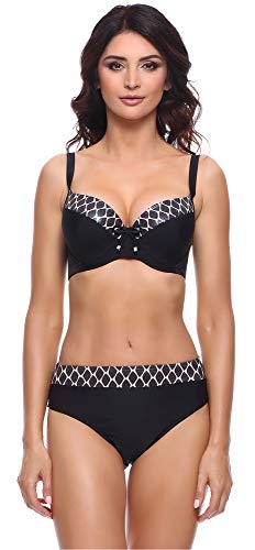 Merry Style Conjunto Bikini Sujetador y Bragas 2 Piezas Mujer P63581 (Negro-2, EU (Top 95 C/46) = ES (110 C/48))