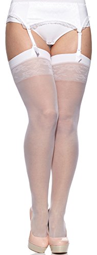 Merry Style Medias Finas Transparentes Autoadhesivas Tallas Grandes Mujer MS 167 20 DEN (Blanco, XL-XXL)