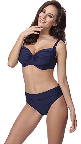 Merry Style Sujetador Bikini Parte de Arriba Top Traje de Baño Mujer P614W (Marino (6007), EU (80 D) = ES (95D))