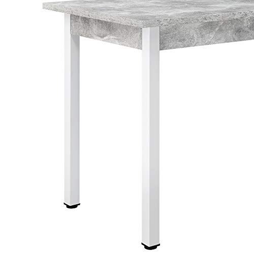 Mesa de Comedor Den HAAG 120 x 60 x 75 cm Mesa de Cocina o Salón para 4 Sillas Escritorio Resistente Mesa para Oficina Efecto hormigón y Blanco