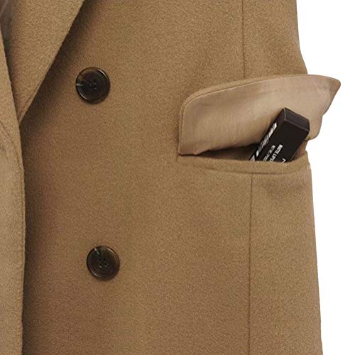 Minetom Mujer Elegante Manga Larga Chaquetas Largas Invierno Caliente Abrigo Tallas Grandes Moda Gabardinas Trenca Parka de Solapa Caqui 50