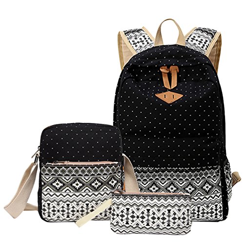 MingTai Backpack Mochilas Escolares Mujer Mochila Escolar Lona Bolsa Casual Para Chicas Bolsa De Hombro Mensajero Billetera Negro