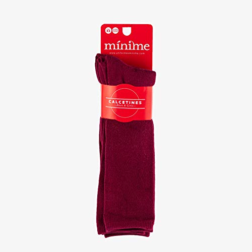 Minime Calcetines Largos Escolares Lisos Niño Colegio Pack de 3 (Granate, 38-40)