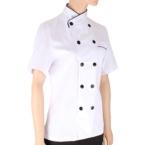 MISEMIYA 8441 Chaqueta Mujer Chef Chaqueta Cocinera, Blanco,S