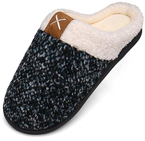 Mishansha Hombre Zapatillas Casa Invierno de Espuma Viscoelástica Antideslizantes CáLido Pantuflas Mujer de Interior y Exterior Verde Gr.42/43