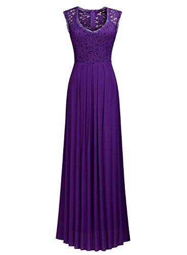 Miusol Vintage Chiffon Largo Fiesta Vestidos para Mujer Morado Small