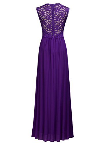 Miusol Vintage Chiffon Largo Fiesta Vestidos para Mujer Morado Small