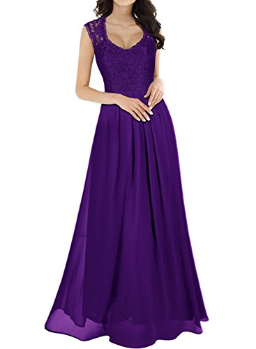 Miusol Vintage Chiffon Largo Fiesta Vestidos para Mujer Morado Small