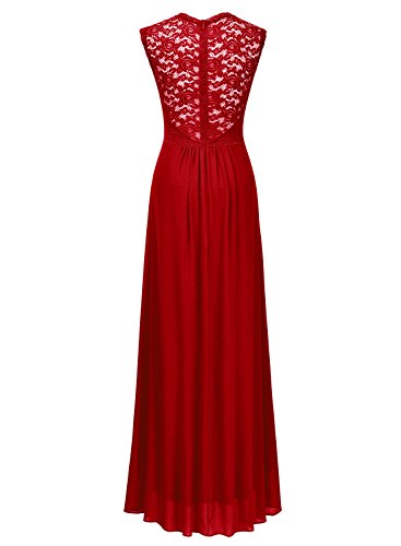 Miusol Vintage Chiffon Largo Fiesta Vestidos para Mujer Rojo XX-Large