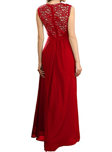 Miusol Vintage Chiffon Largo Fiesta Vestidos para Mujer Rojo XX-Large