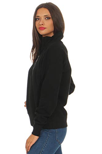 Mivaro Jersey para mujer con media cremallera sin capucha con cuello alto, cremallera 1/4 Negro S