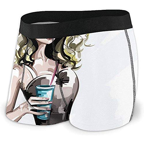 Moda Donna con caffè e Occhiali da Sole - Intimo uomo My Style, Intimo ad angolo Piatto, Cintura Boxer traspirante con Cintura a Vista, XL