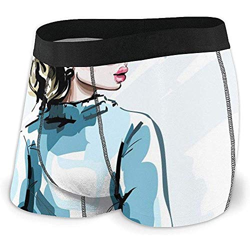 Moda e Bella Ragazza bionda - Intimo uomo My Style, Intimo ad angolo Piatto, Cintura Boxer traspirante con Cintura a Vista, XL