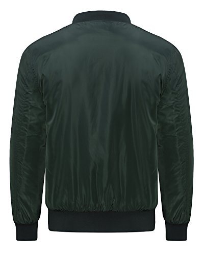 MODCHOK Hombre Chaqueta Bomber Jacket Cazadora Mangas Largas Cierre De Cremallera?Verde militar 2XL