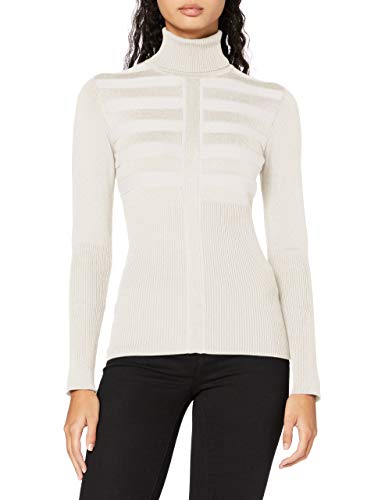 Morgan Pull Manche Longue Col Roulé Lurex Mentosa Suéter, Blanc, TXS para Mujer