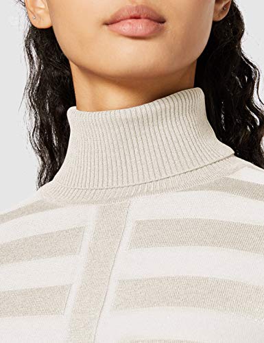 Morgan Pull Manche Longue Col Roulé Lurex Mentosa Suéter, Blanc, TXS para Mujer