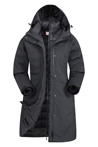 Mountain Warehouse Chaqueta Larga de Invierno 3 en 1 para Mujer de Alaskan Negro Jet 34