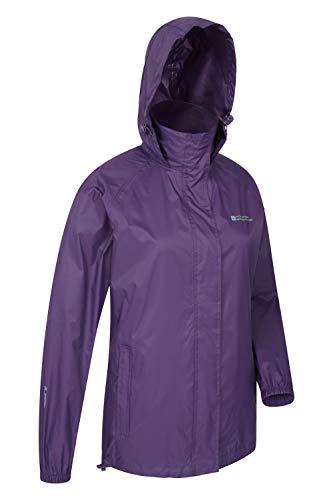 Mountain Warehouse Chaqueta Pakka para Mujer - Chubasquero Impermeable, Chaqueta Informal Plegable, Transpirable, Ligera, Abrigo cómodo para Mujer - para Viajar, Caminar Morado 50