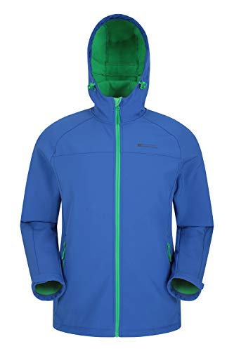 Mountain Warehouse Chaqueta Softshell Exodus para Hombre - Chaqueta Casual de diseño práctico, Impermeable, Dobladillo, Capucha y puños Ajustables Azul M