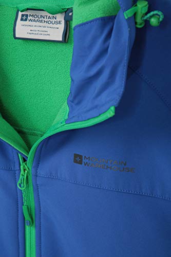 Mountain Warehouse Chaqueta Softshell Exodus para Hombre - Chaqueta Casual de diseño práctico, Impermeable, Dobladillo, Capucha y puños Ajustables Azul M