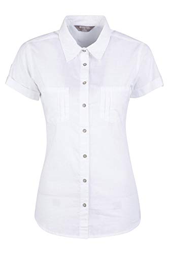 Mountain Warehouse Coconut Camisa de Las Mujeres Cortas de la Manga - 100% Tapa del Verano de Las señoras del algodón, Peso Ligero, Blusa de Breathable Blanco 52